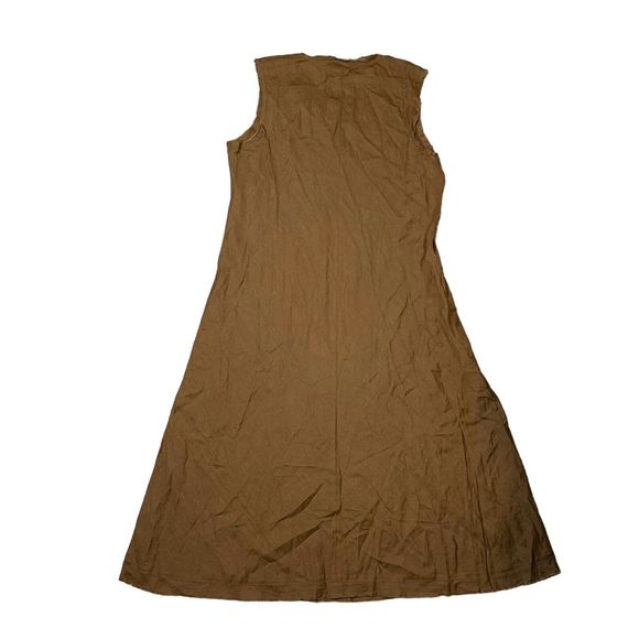NWT Eileen Fisher Organic‎ Handkerchief Linen Raw-Edge Maxi Dress Brown System L - Picture 2 of 6